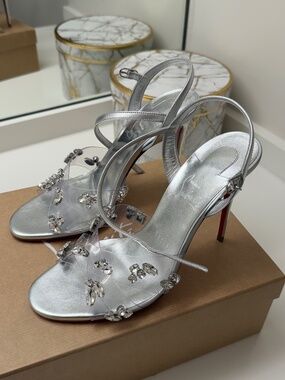 Christian Louboutin Strass Degrasandal Queen 100mm Crystal Heels RETAIL 1,495